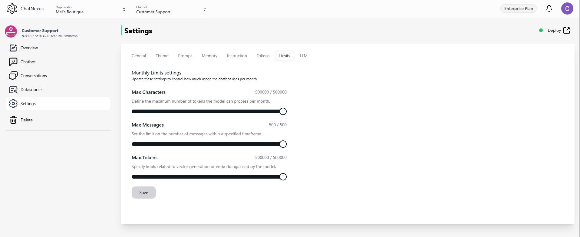 Settings navigation