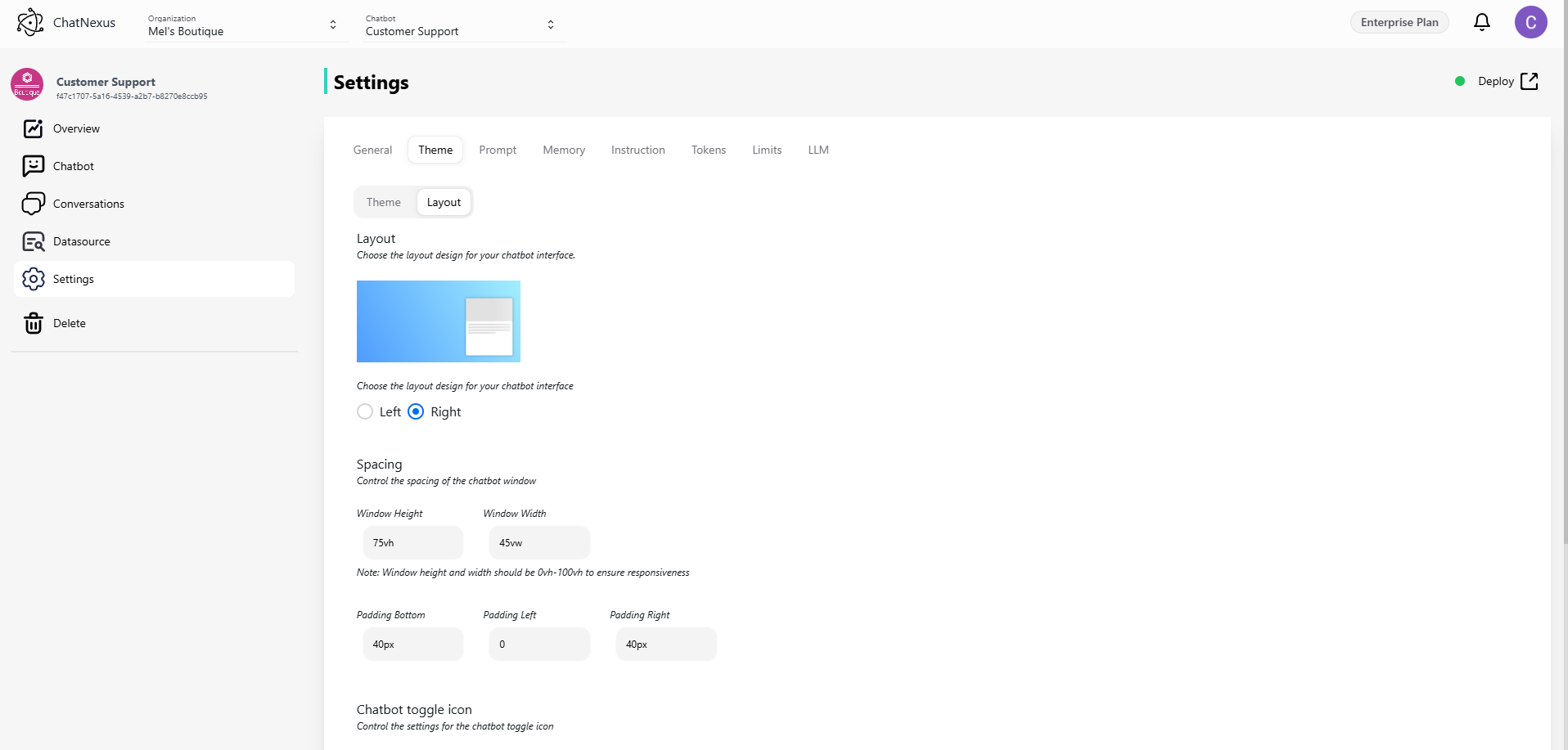 Layout Settings